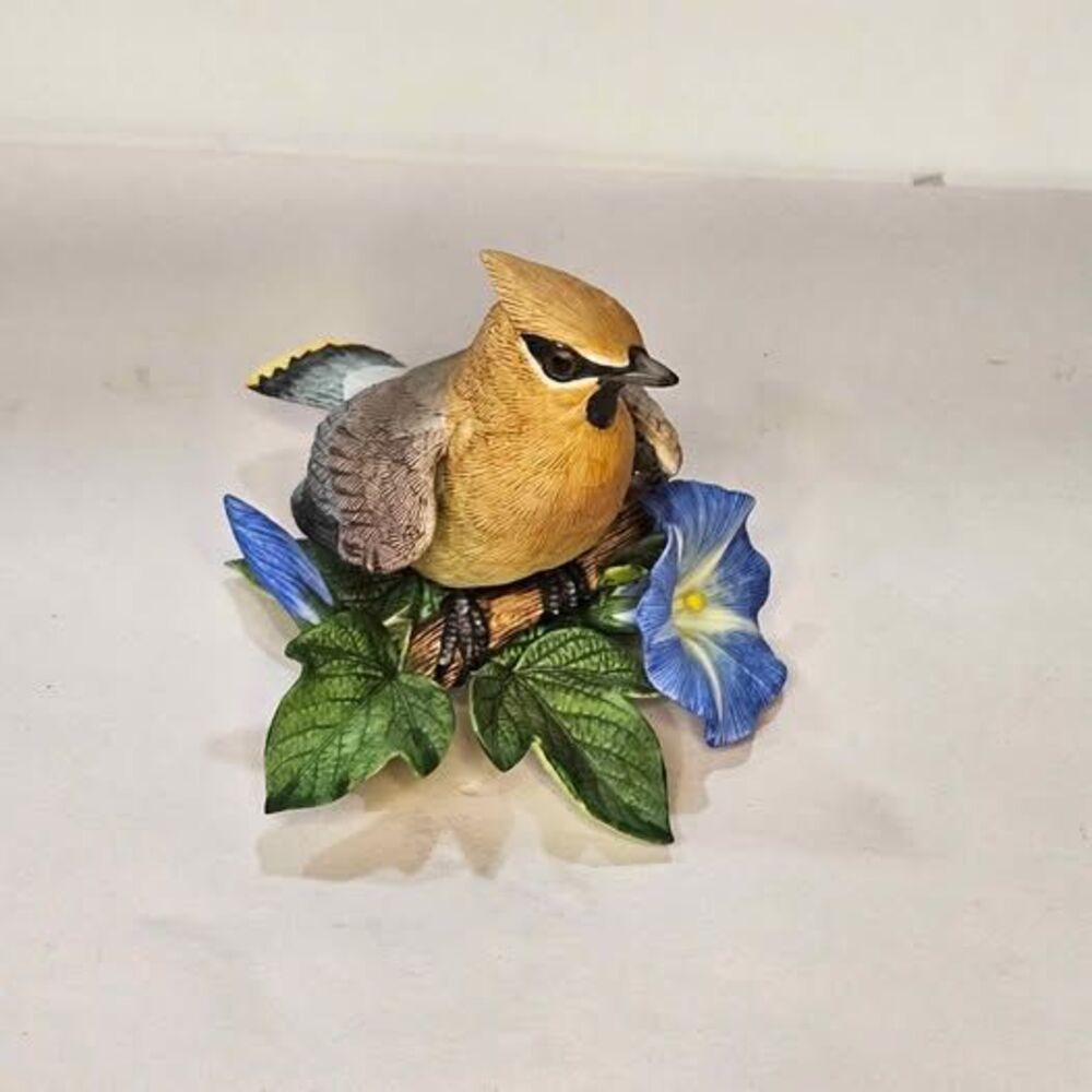 Porcelain Cedar Waxwing Bird Figurine